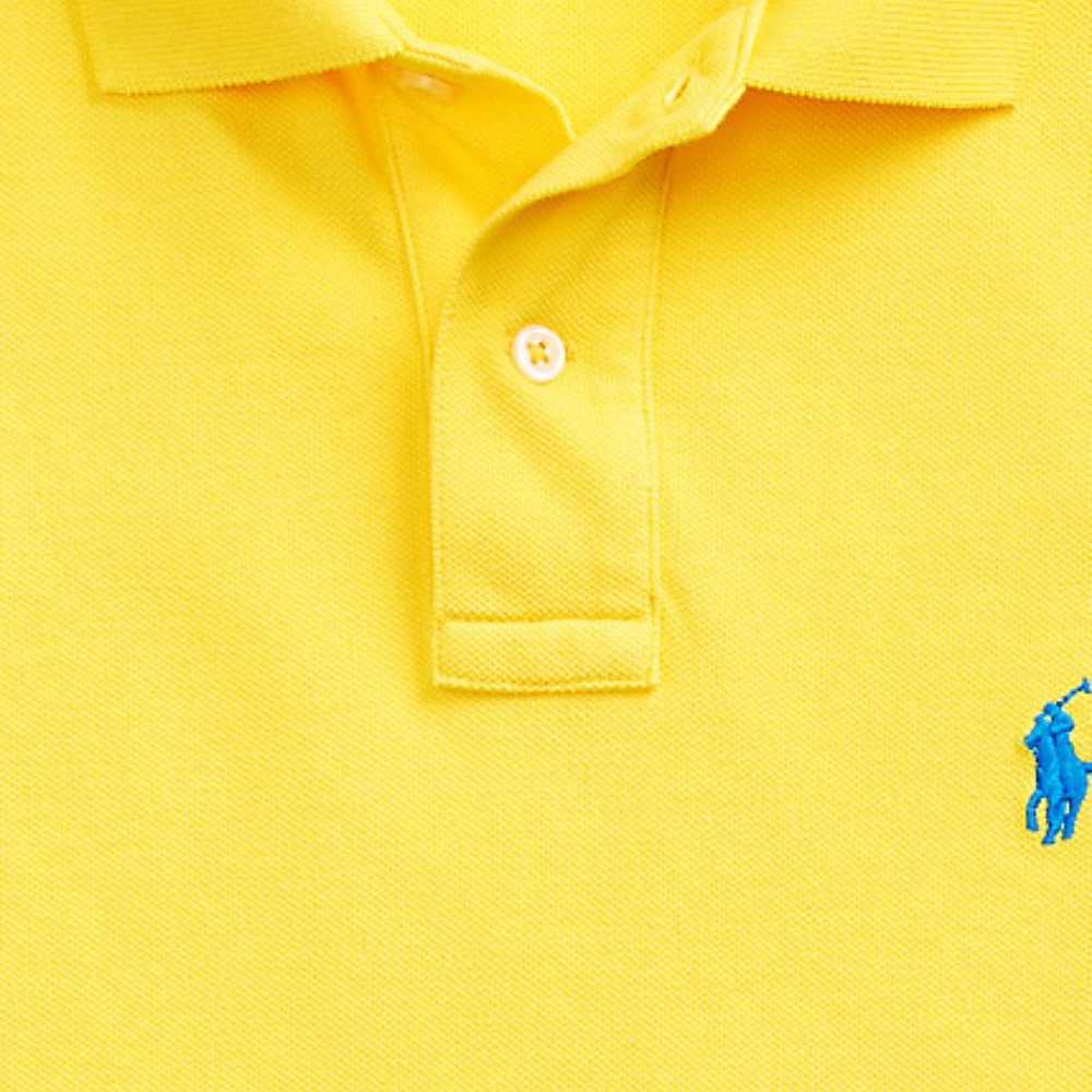 Polo Ralph Lauren Iconic Mesh Shirt Yellow Bright Blue Large Golf Classic Fit - Picture 10 of 11